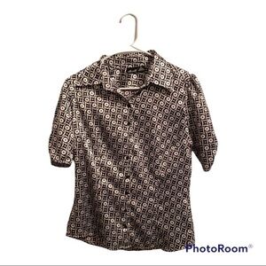 Willi Smith CUTE Abstract Black & White Polka Dot Blouse! Silky / Lightweight!